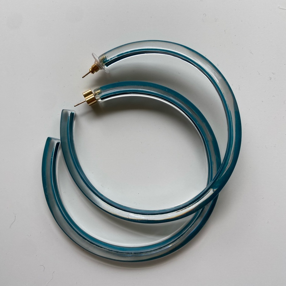 Alison Lou large jelly hoops teal